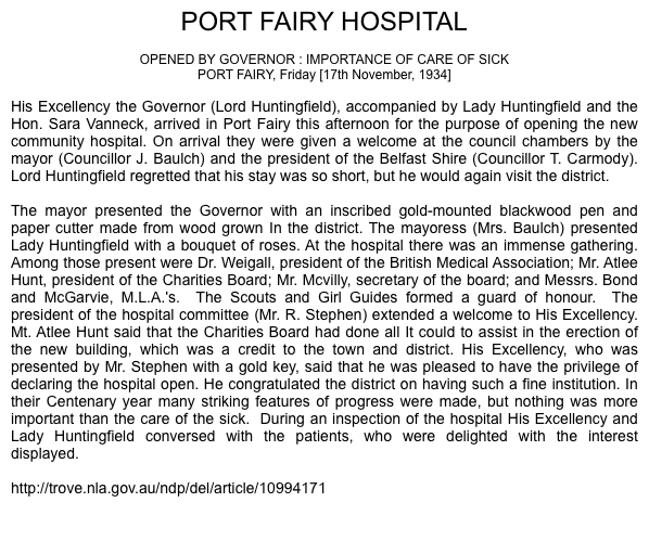 PORT FAIRY HOSPITAL